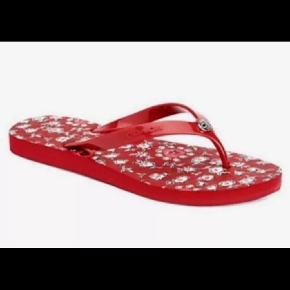 NWOB 💖 Coach Women's Abbigail Red Flip Flops - Picture 3 of 5